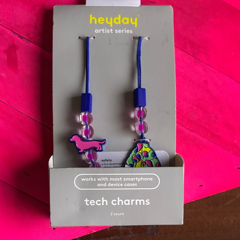 Heyday Artist Series Tech Charms - Blue and Pink
